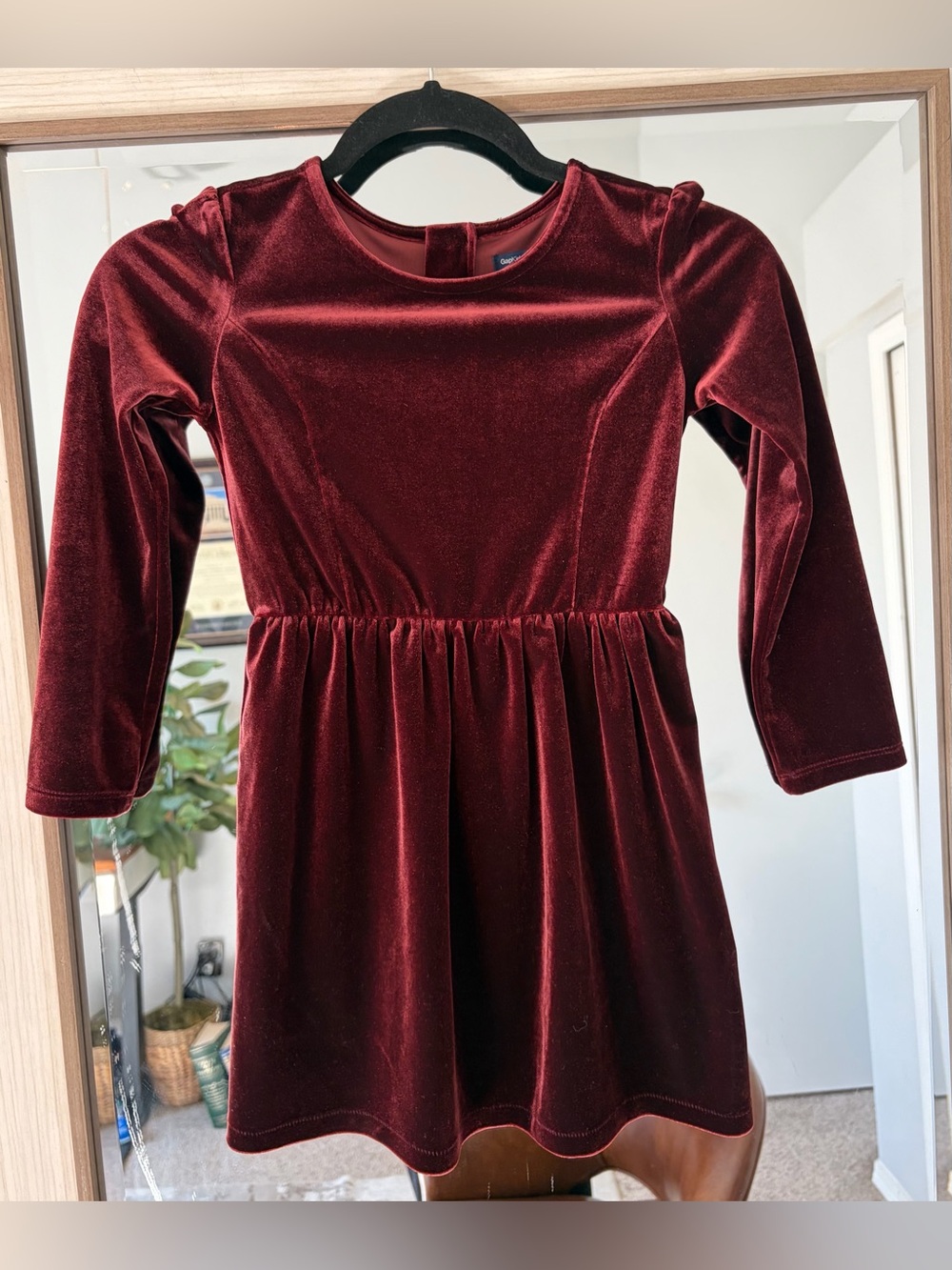 Gap Holiday Party Dress Burgundy Velvet Girl S 6-7 Year